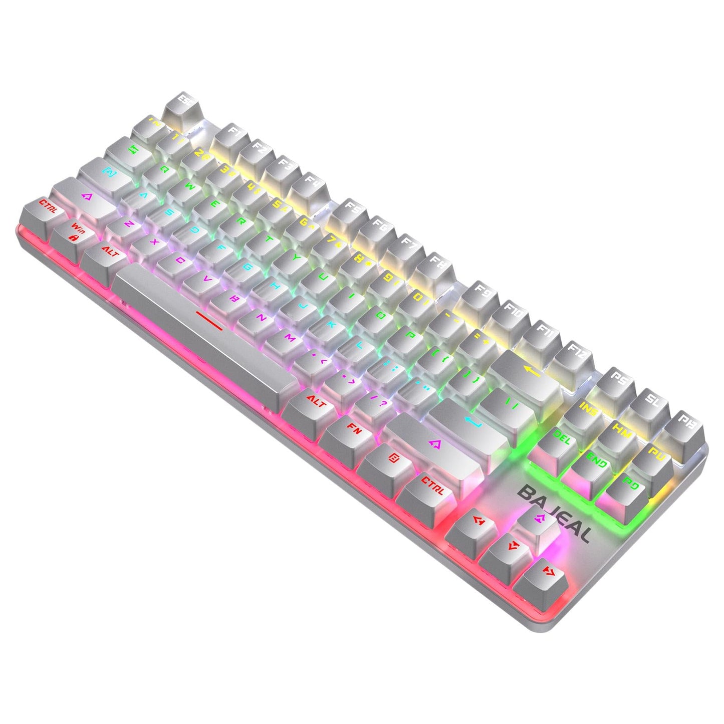Gaming Mini Compact 87 Keys Wired Mechanical Keyboard LED USB for Gamer White