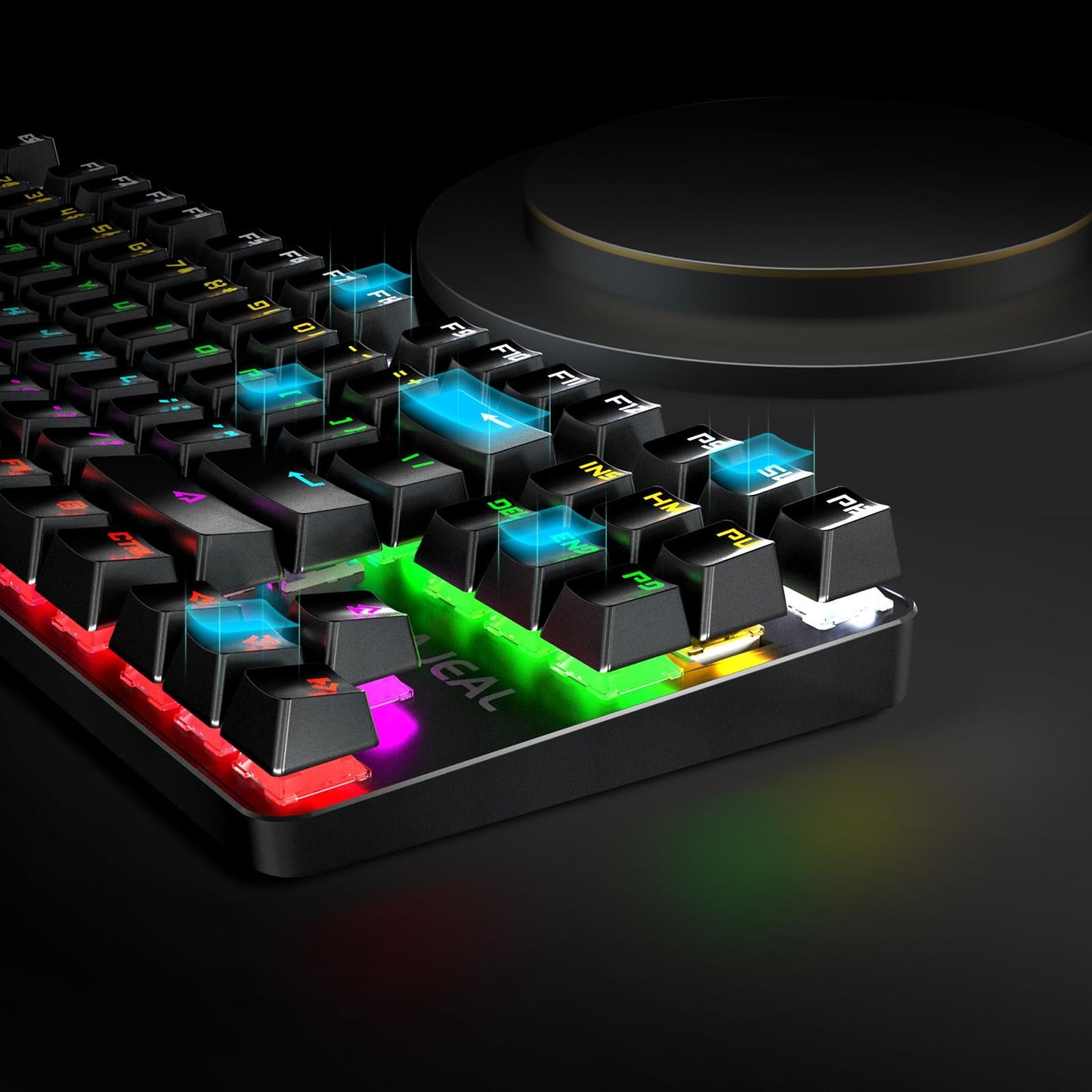 Gaming Mini Compact 87 Keys Wired Mechanical Keyboard LED USB for Gamer Black Orange 1