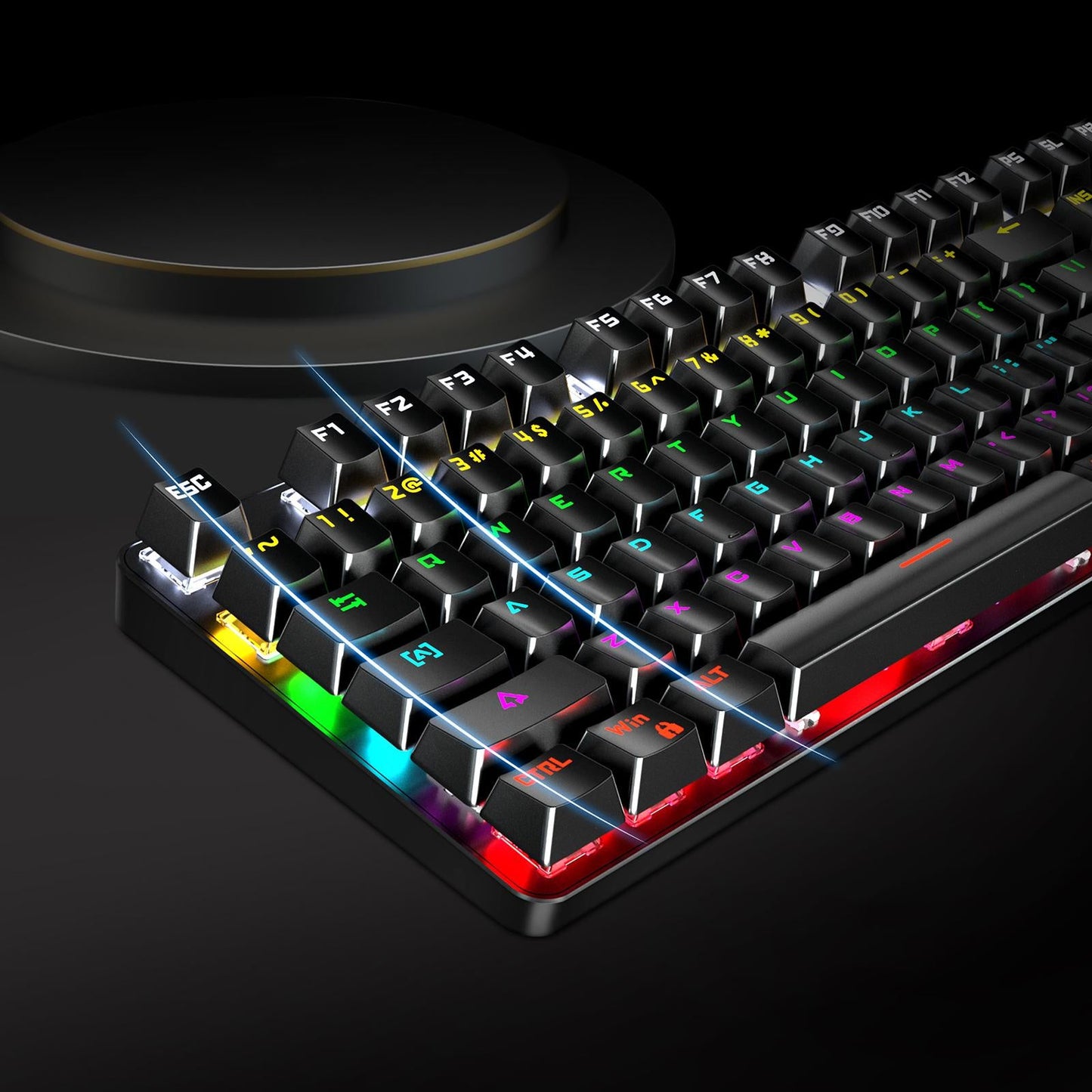 Gaming Mini Compact 87 Keys Wired Mechanical Keyboard LED USB for Gamer Black Orange 2