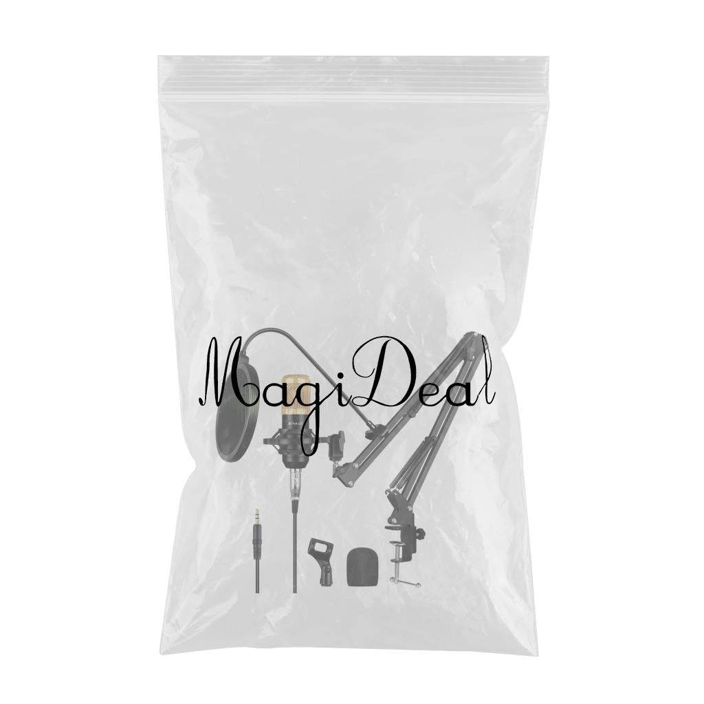 Condenser Microphone Kit Studio Suspension Boom Scissor Arm Stands Gold