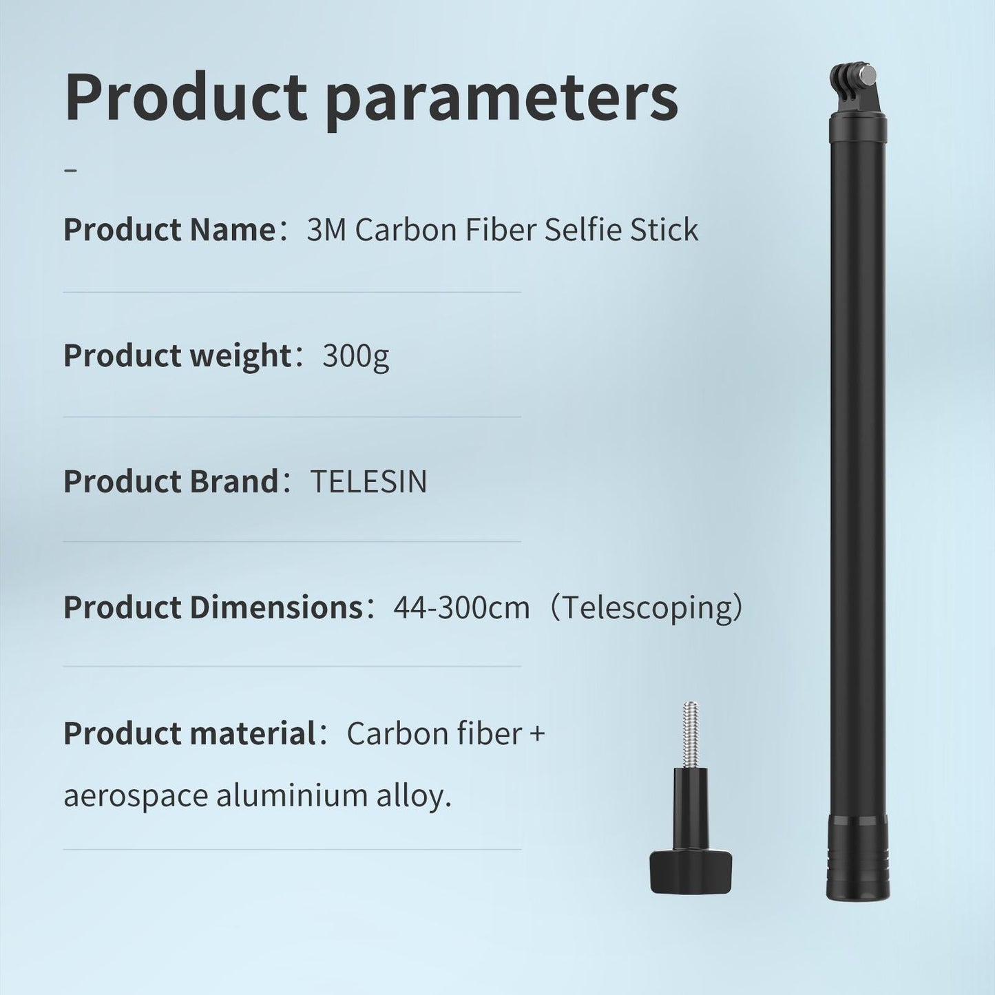 9.8ft Extendable Monopod Selfie Stick for GoPro Hero Durable Wide Compatible