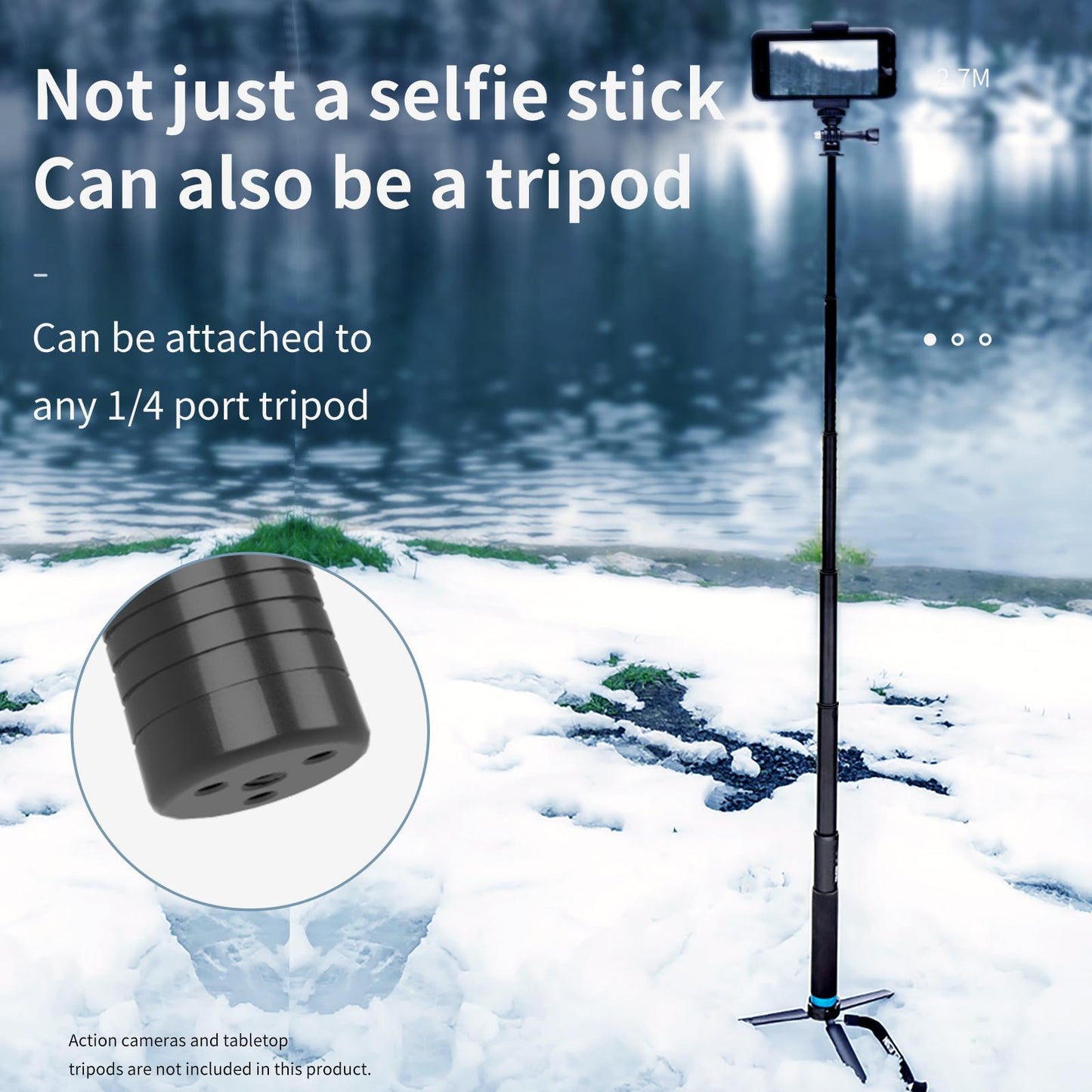 Carbon Fiber Pole Monopod Lightweight Handheld Selfie Stick Adjustable