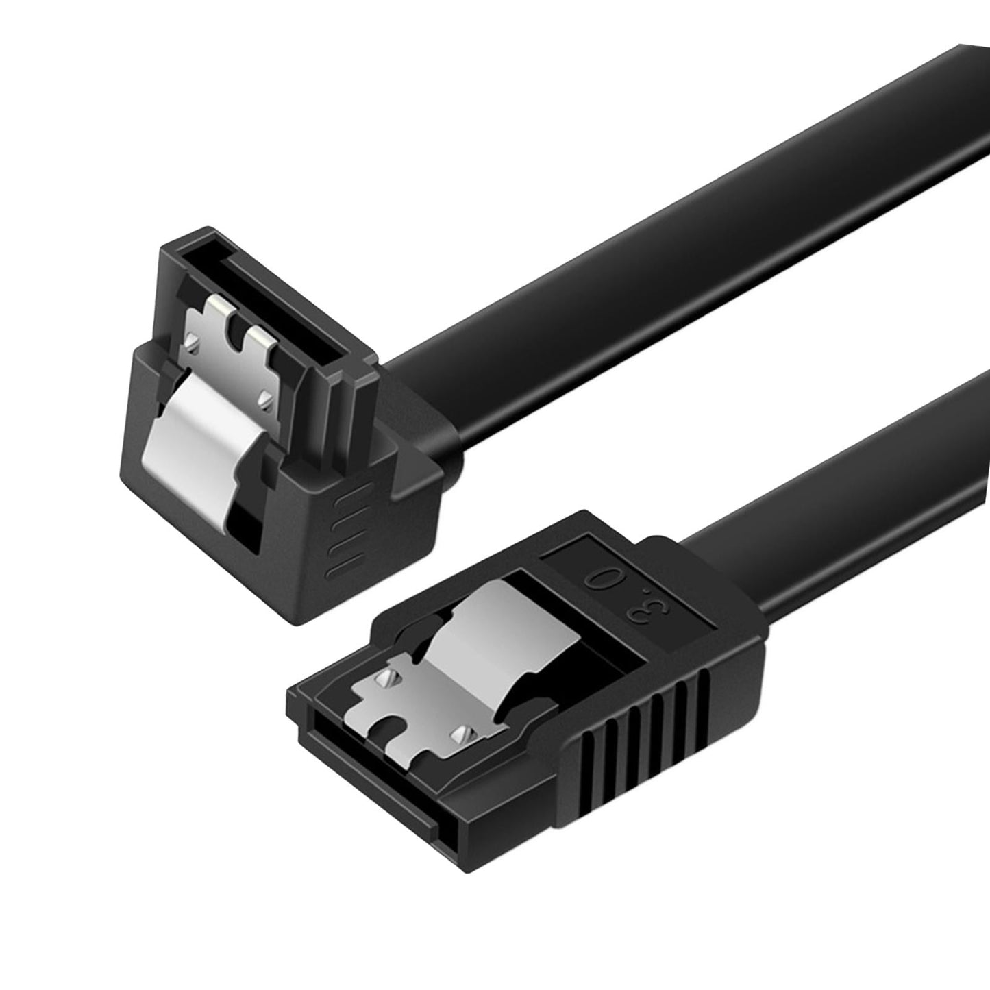 SATA Cable III 3.0 Flat Data Cable 100cm for HDD SDD Black Elbow