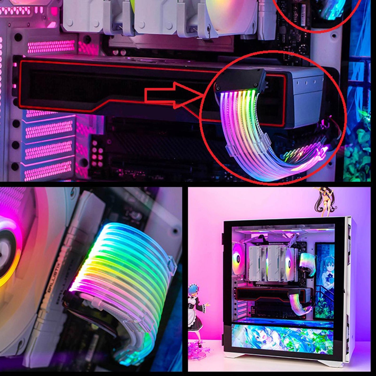 GPU Cable Motherboard Extension RGB Cable Power Supply Cable PC2x6 + 2PIN