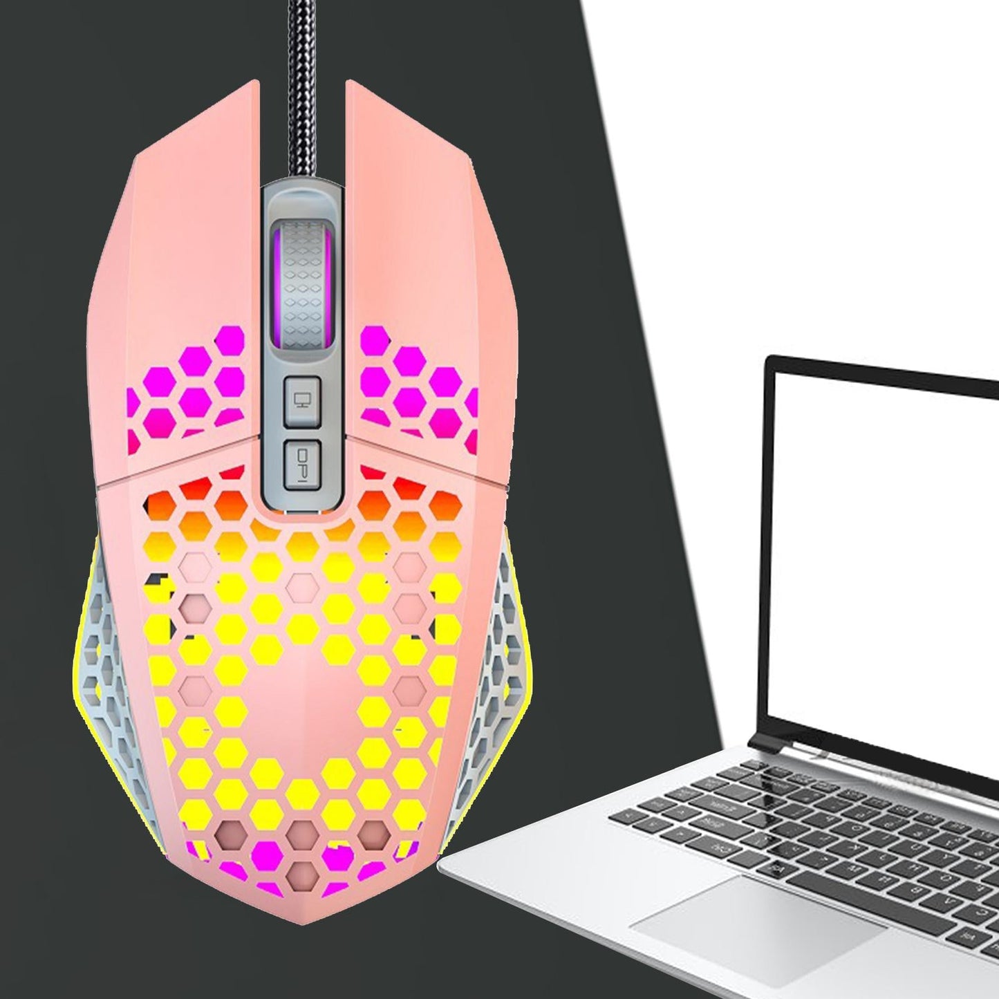 Universal Comfortable Wired Gaming Mouse Optical Sensor RGB for PC Pink