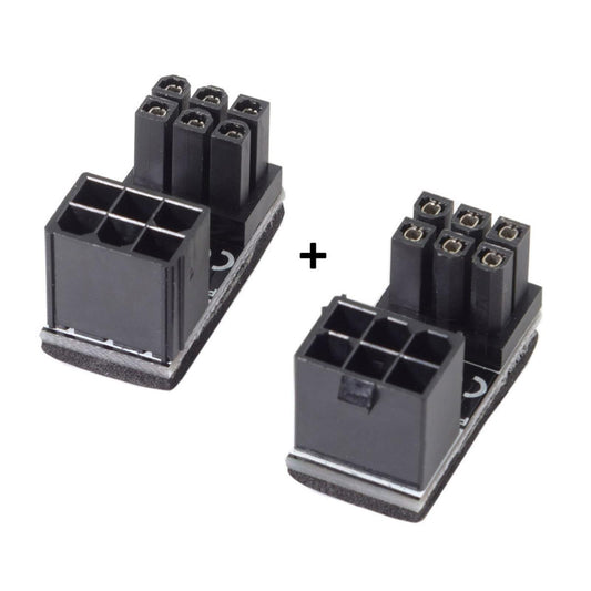 2Pcs GPU 180 Degree Angle Power Adapter Set for Desktops Graphics Card 6PIN