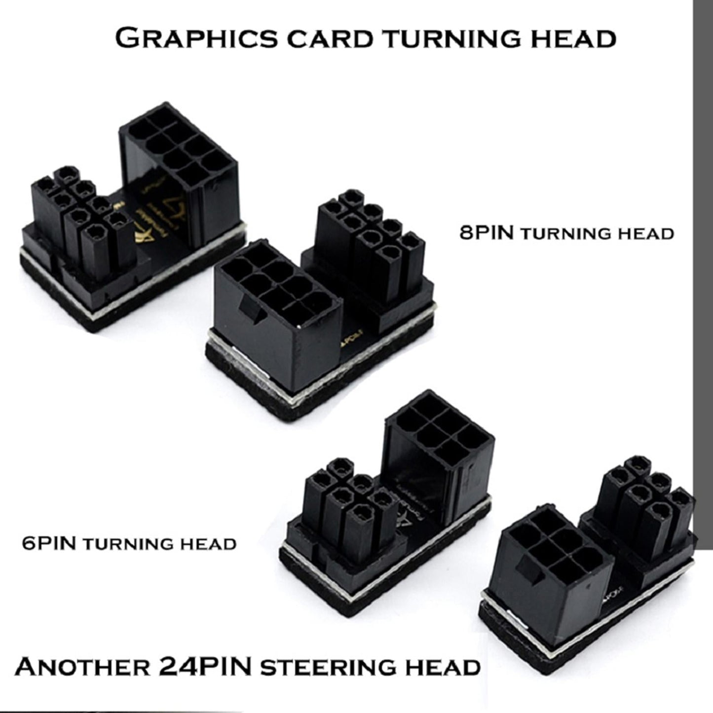 2Pcs GPU 180 Degree Angle Power Adapter Set for Desktops Graphics Card 6PIN
