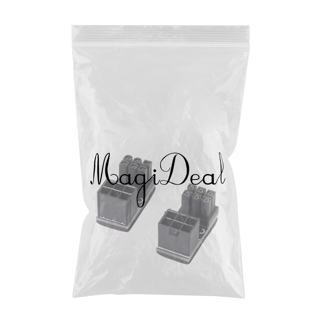 2Pcs GPU 180 Degree Angle Power Adapter Set for Desktops Graphics Card 6PIN