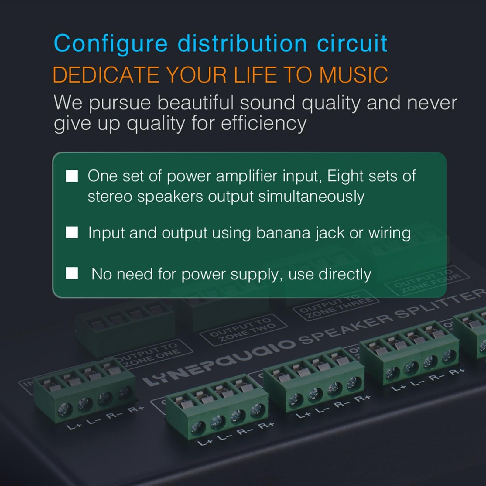 1 In 8 Out Amplifier Sound Source Signal Distribution Panel 300w