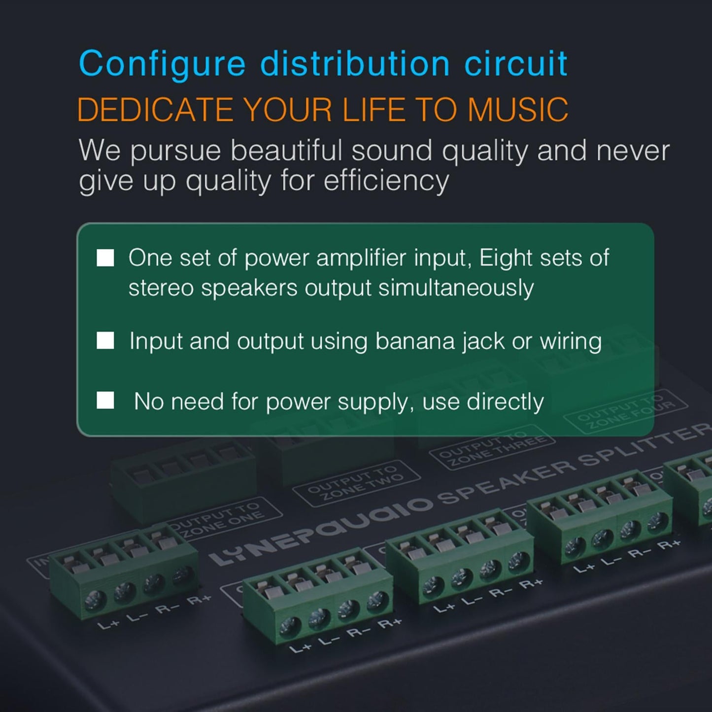 1 In 8 Out Amplifier Sound Source Signal Distribution Panel 300w
