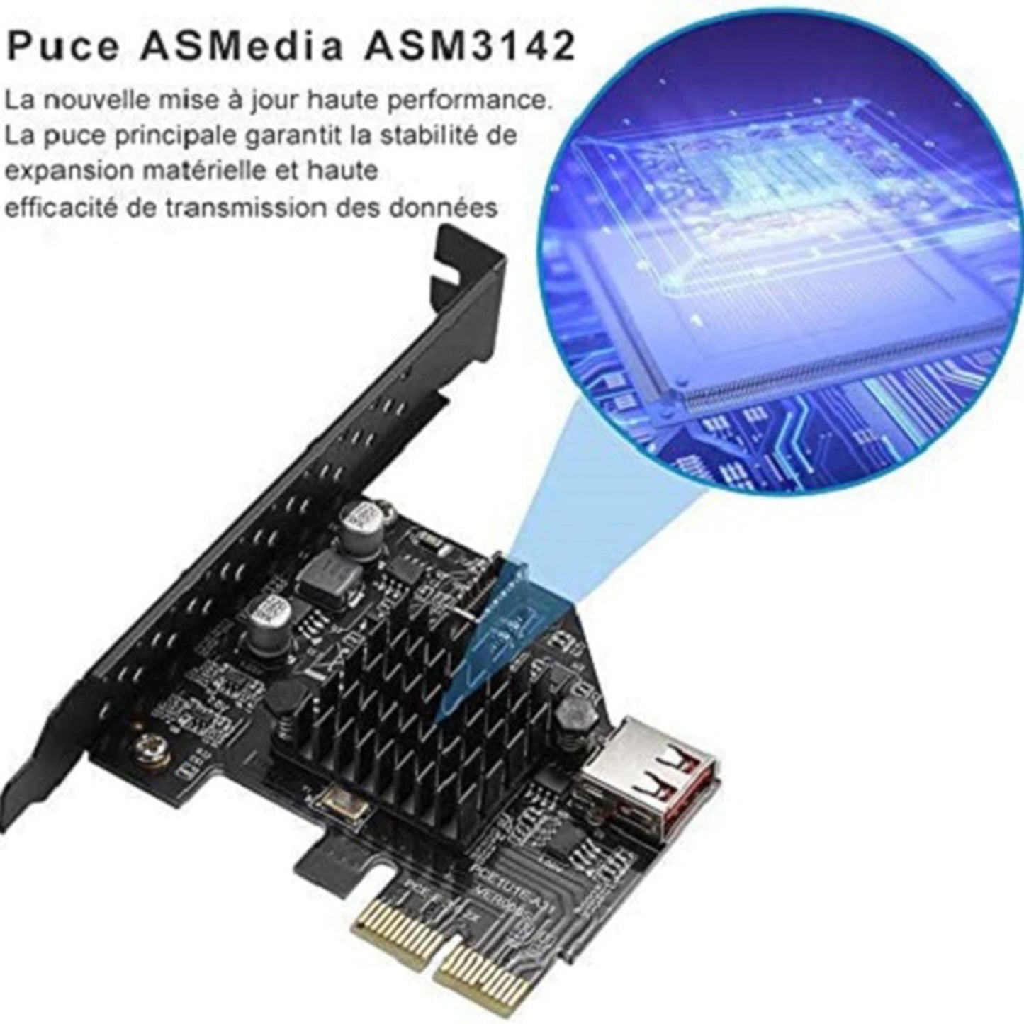 USB3.1 2-Port Expansion Card Front Panel Connector 10 Gbit/s for Desktop PCs