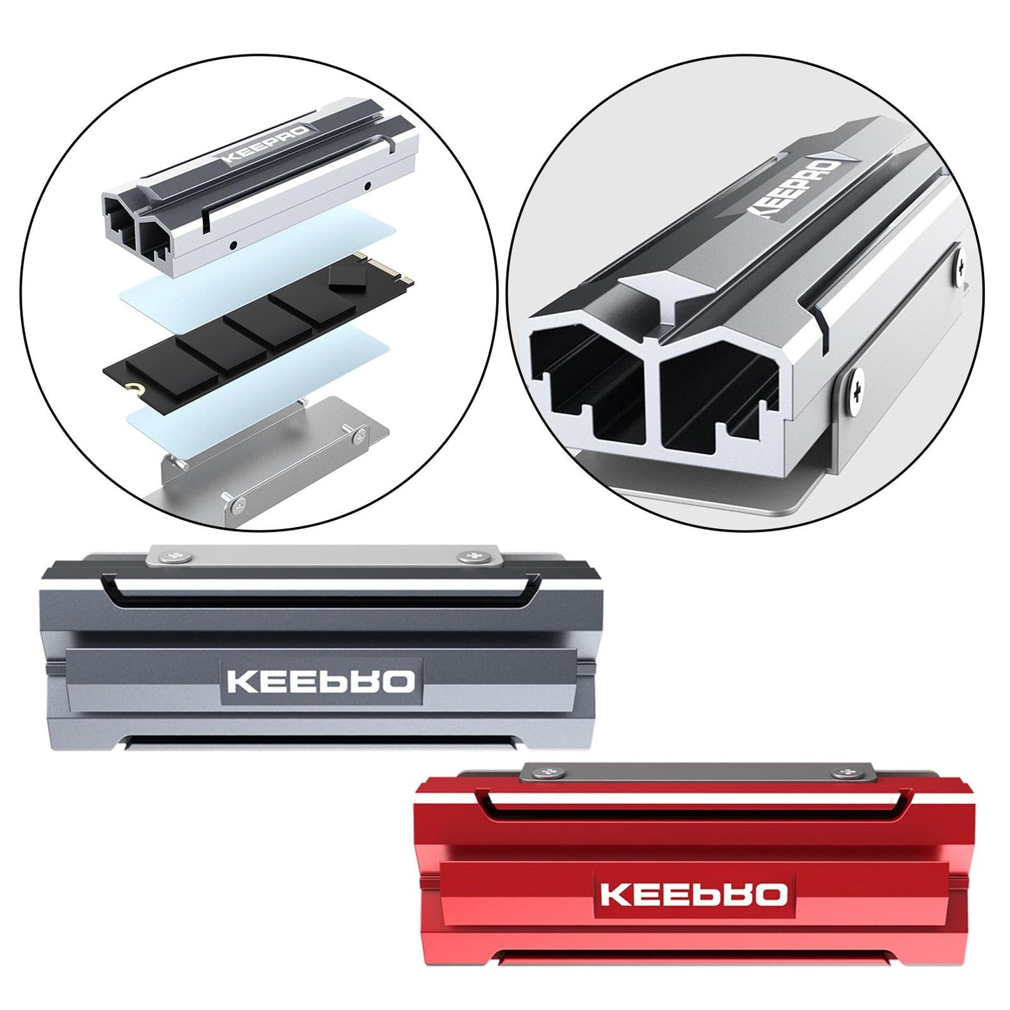 Heatsinks Thermal Pads Double-Sided Design for M.2 2280 SSD  Red