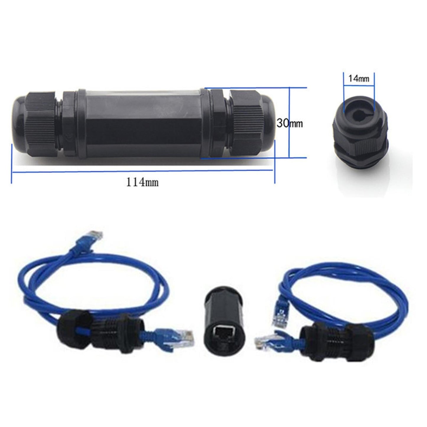 Waterproof Connector LAN Double Head Shielded Adapter Female to Female
