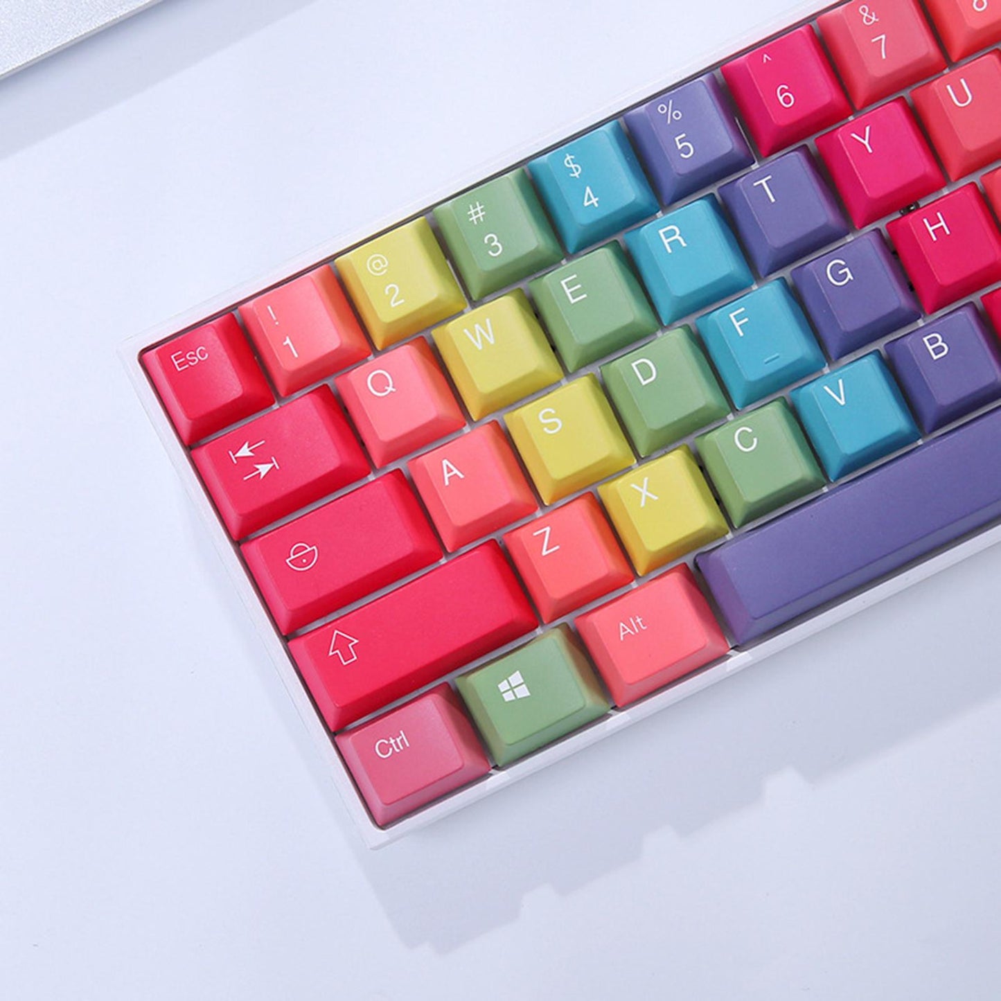61 Keys Rainbow Keycaps OEM Profile DIY Keyboard Accessories for Cherry