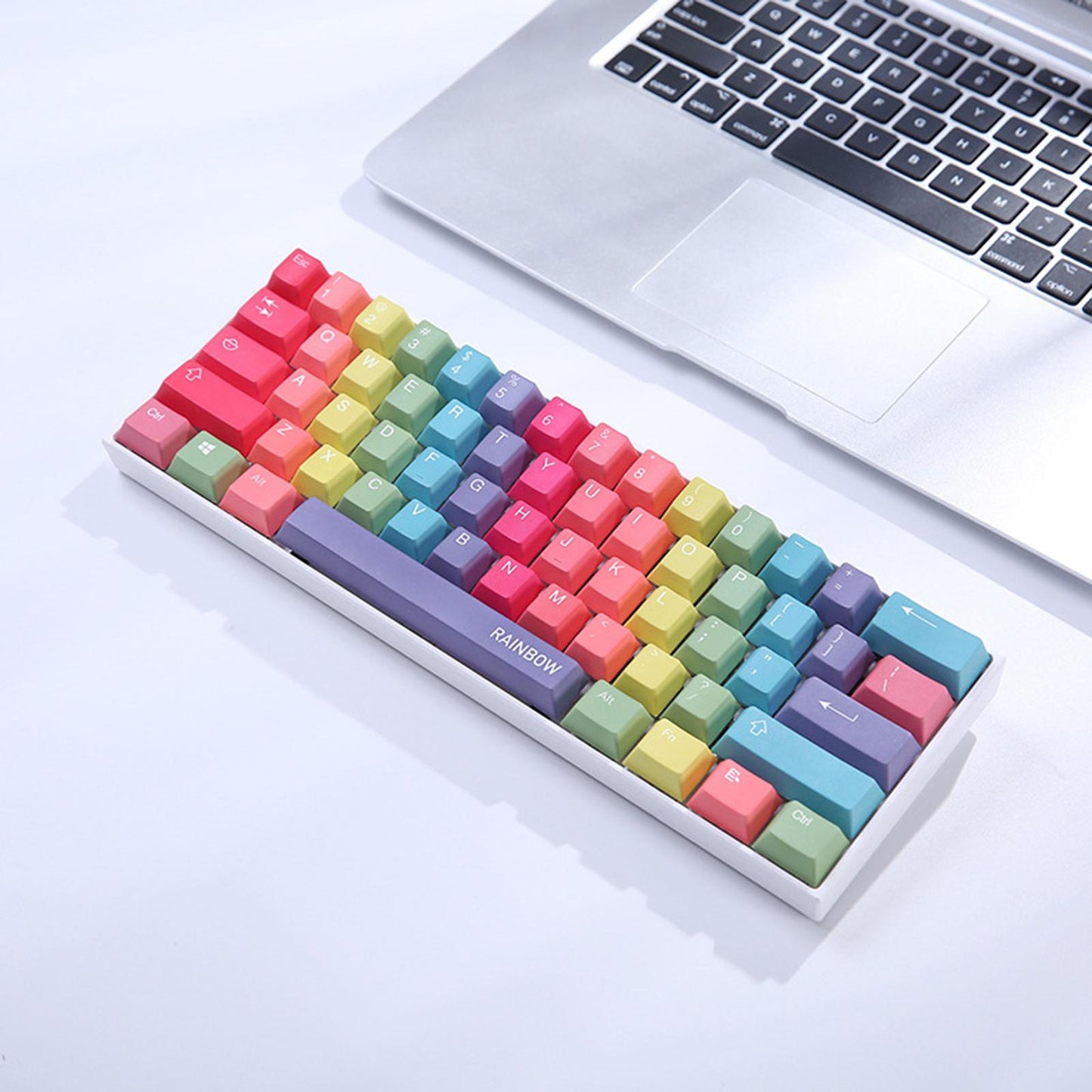 61 Keys Rainbow Keycaps OEM Profile DIY Keyboard Accessories for Cherry