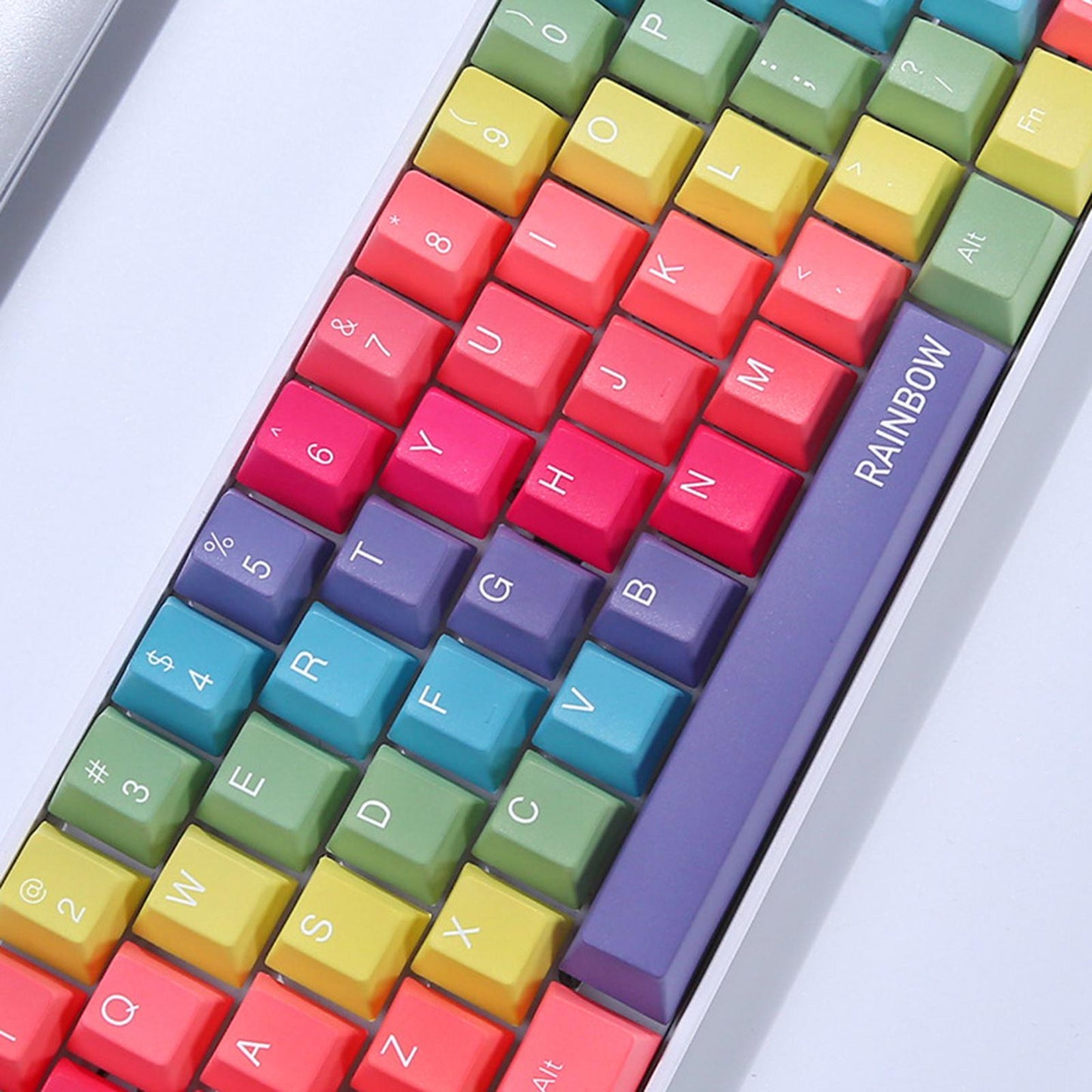 61 Keys Rainbow Keycaps OEM Profile DIY Keyboard Accessories for Cherry