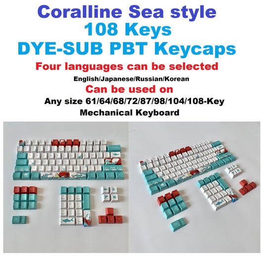 110-Key Coral Sea DYE-SUB PBT Keycaps DIY for Cherry MX Keyboards Korean