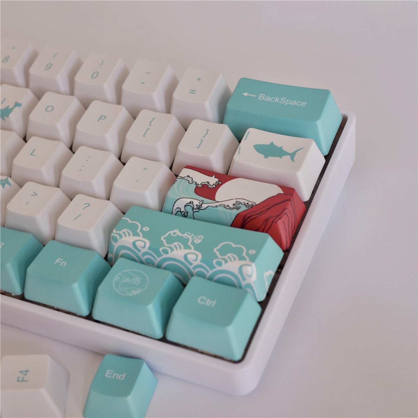 71 Keys Coral Sea Keycaps PBT Dye Sub Set For Cherry MX Keyboards English