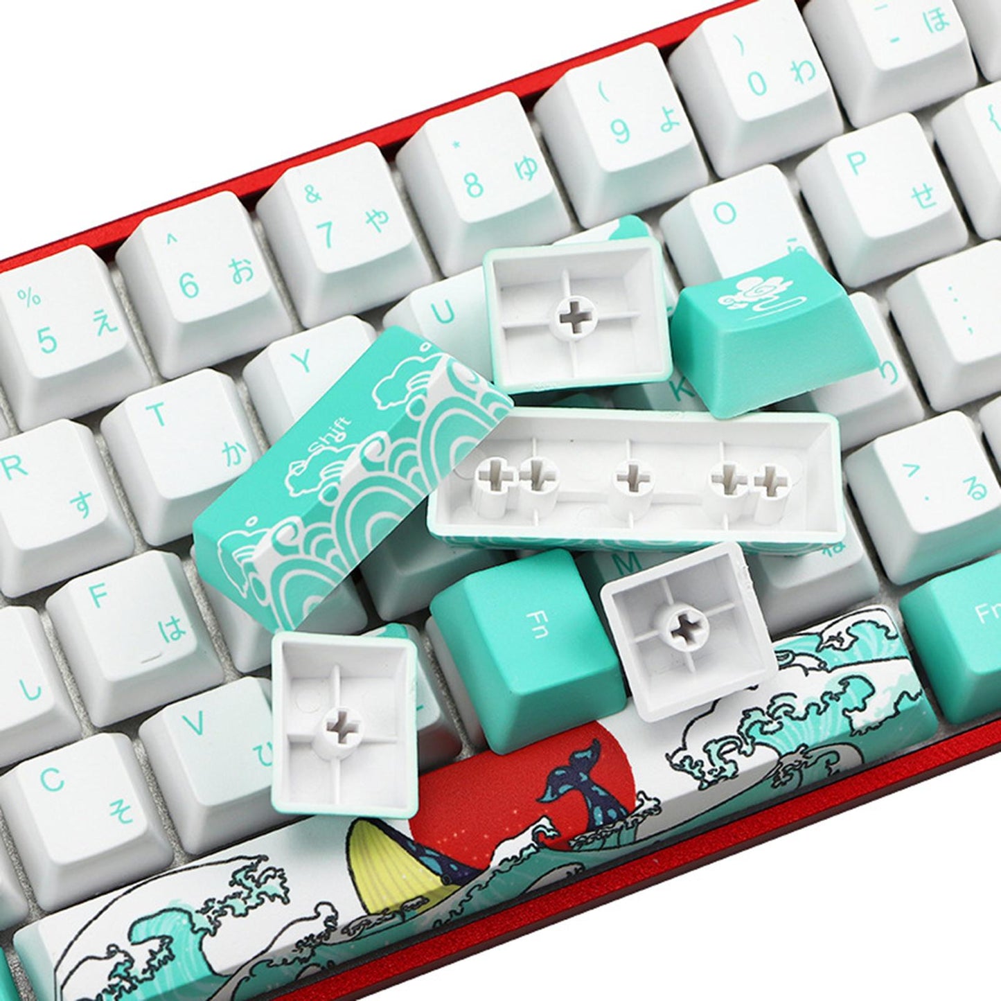 71 Keys Coral Sea Keycaps PBT Dye Sub Set For Cherry MX Keyboards Japanese