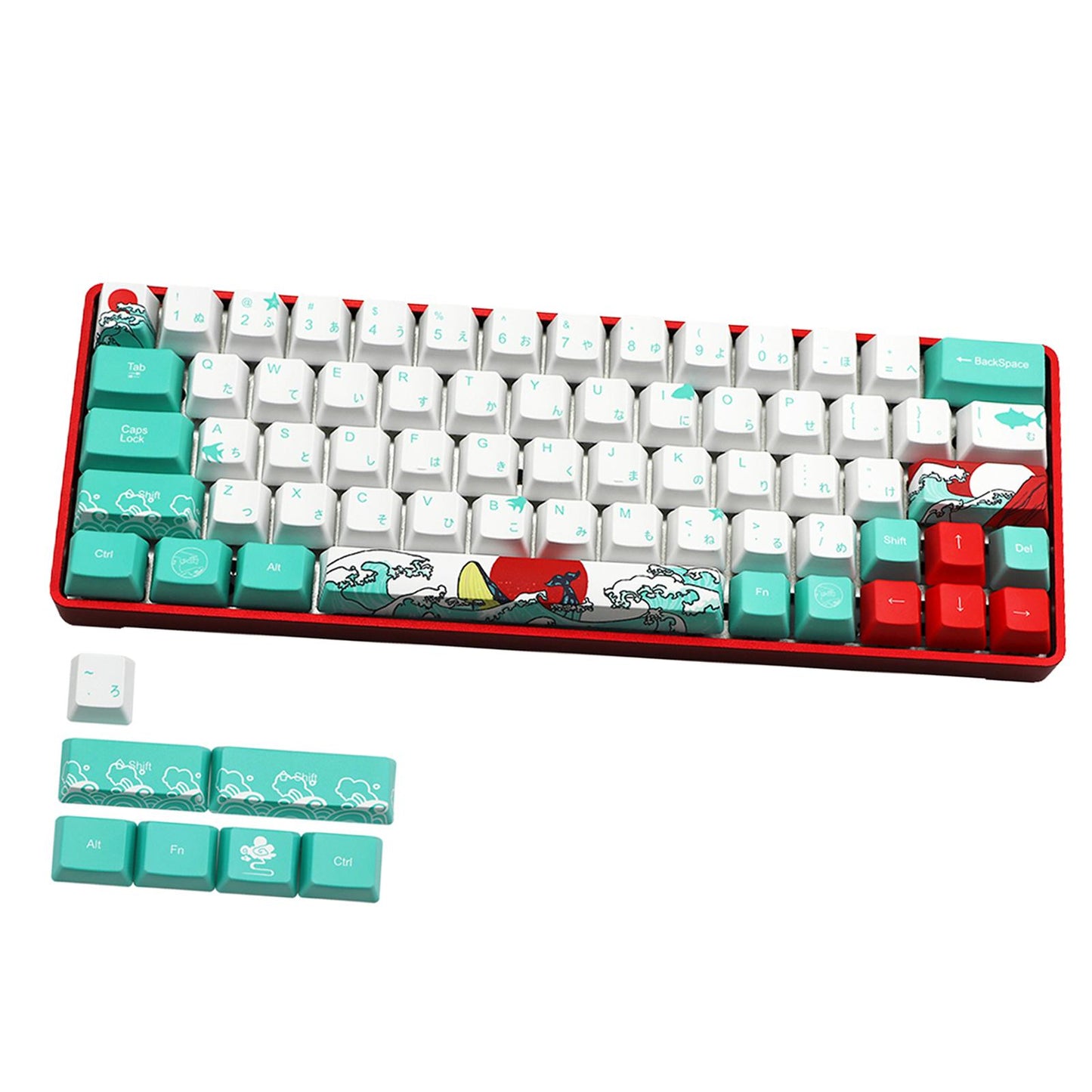 71 Keys Coral Sea Keycaps PBT Dye Sub Set For Cherry MX Keyboards Japanese