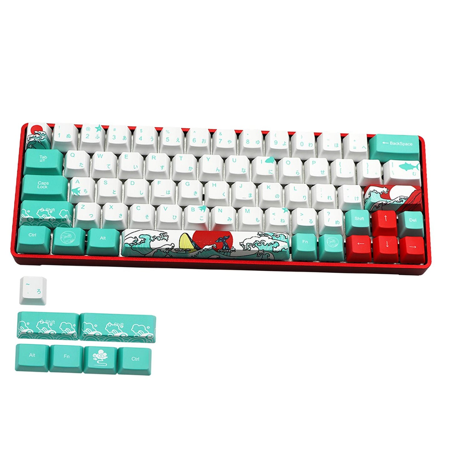 71 Keys Coral Sea Keycaps PBT Dye Sub Set For Cherry MX Keyboards Japanese