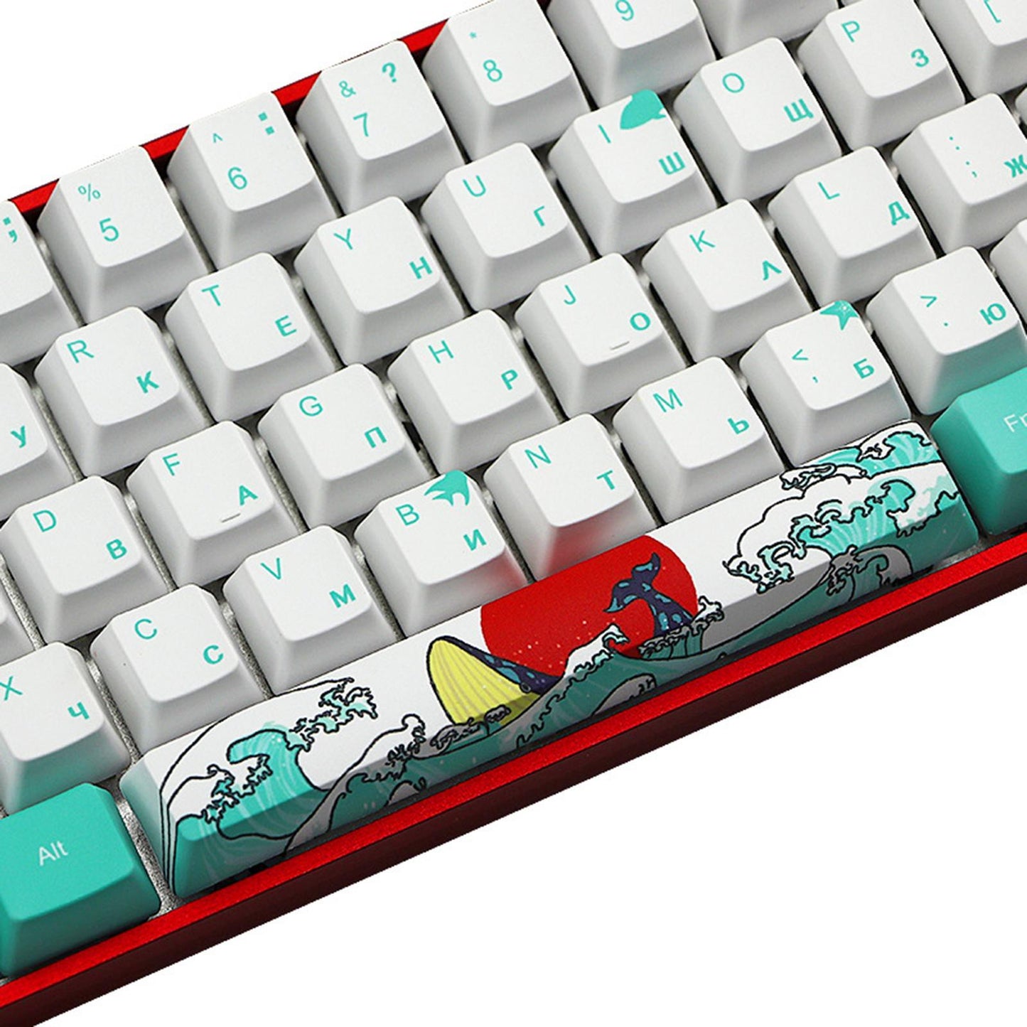 71 Keys Coral Sea Keycaps PBT Dye Sub Set For Cherry MX Keyboards Russian