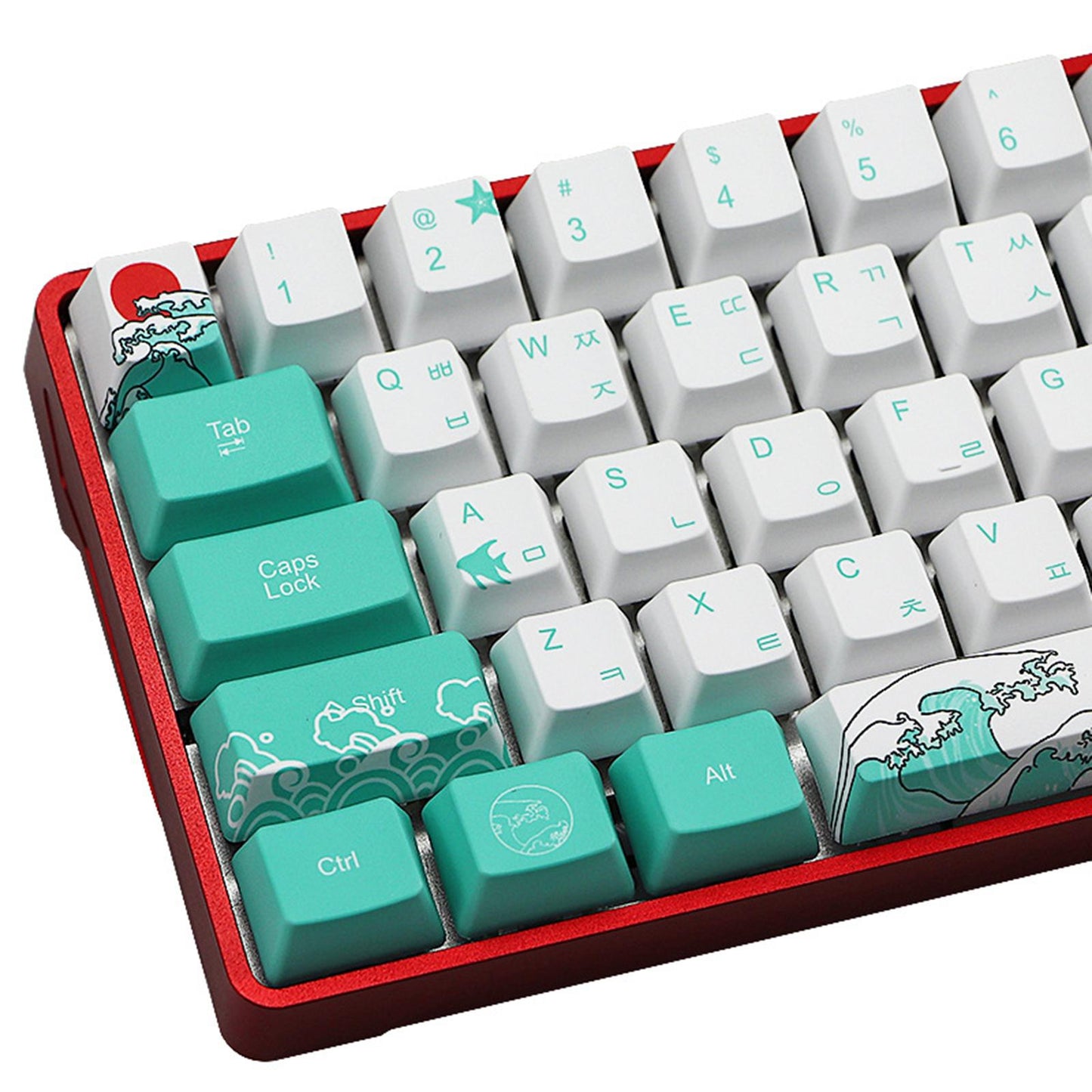 71 Keys Coral Sea Keycaps PBT Dye Sub Set For Cherry MX Keyboards Korean