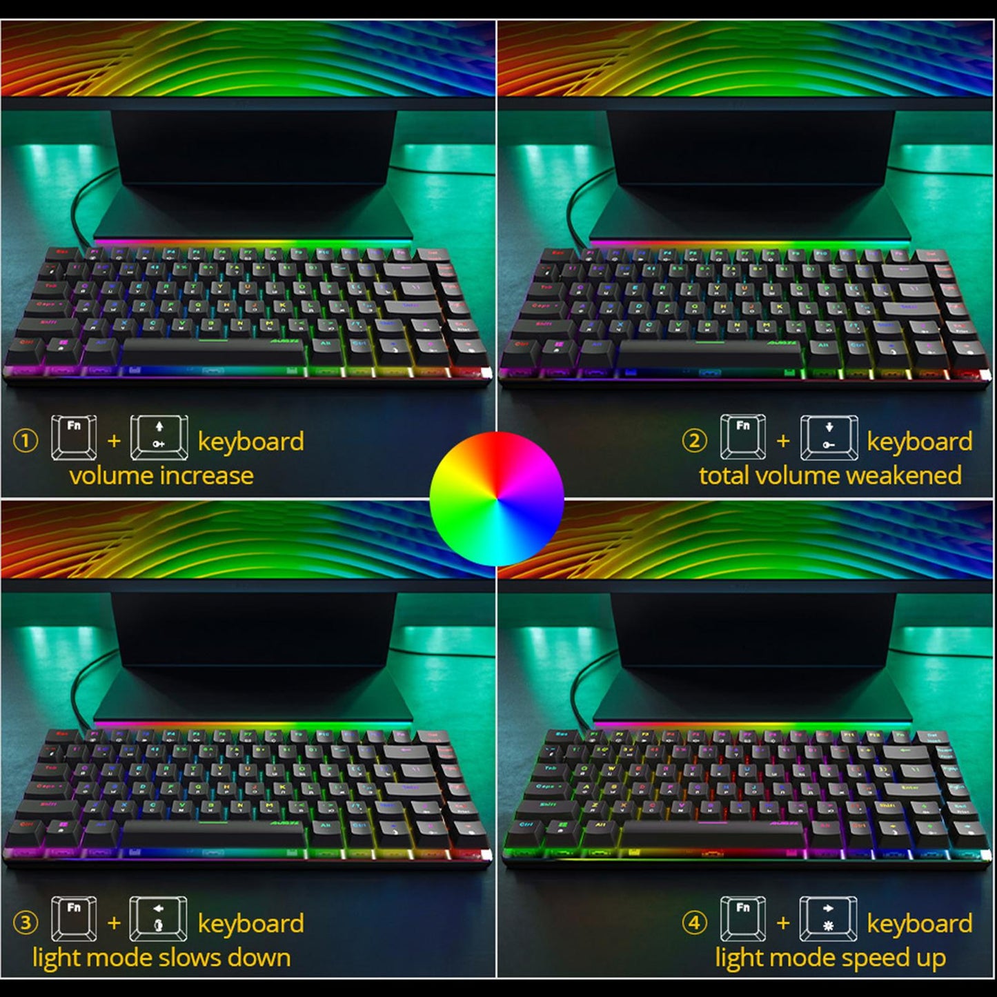 82 Keys Mechanical Keyboard for PC Laptop Home Portable Russian Layout Black Green Shaft