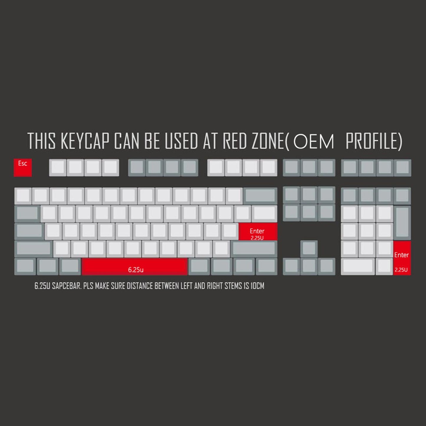 4-pack Keycaps Set PBT Five Sides Dye-Subbed Space Bar 6.25U ESC Entre keys E