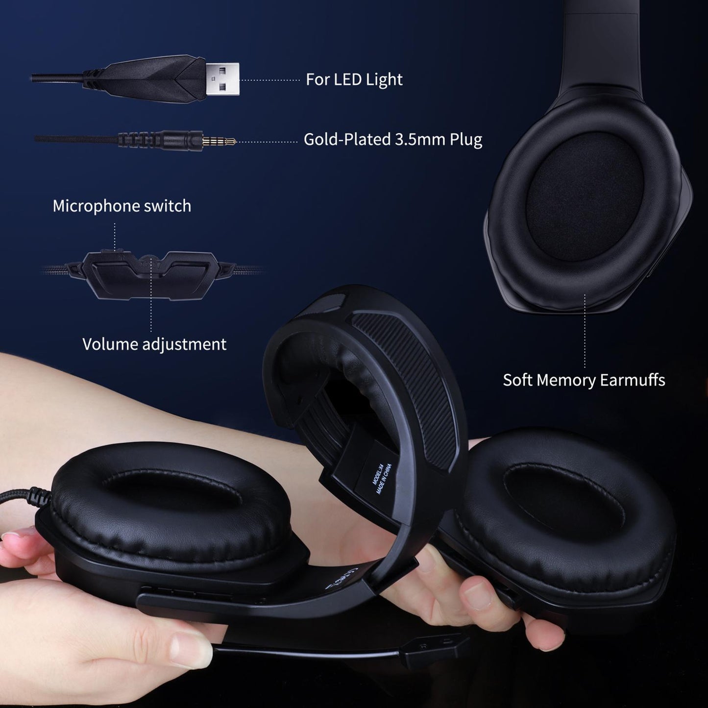 Gaming Headset w/Mic RGB LED Headphones Stereo Bass For PS5/PS4/PC