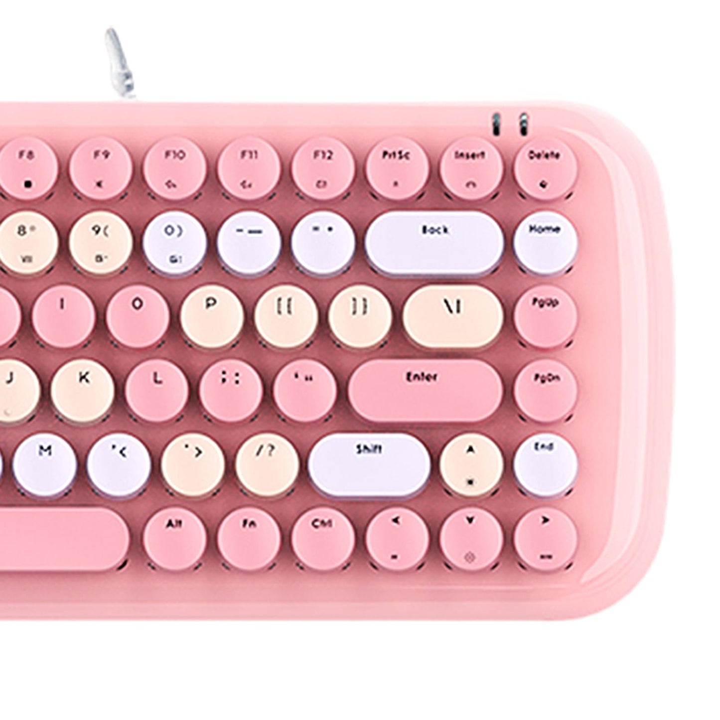 Colorful USB Wired Mechanical Keyboard 84 keys Retro Round Keycaps w/Backlit Pink Mixed