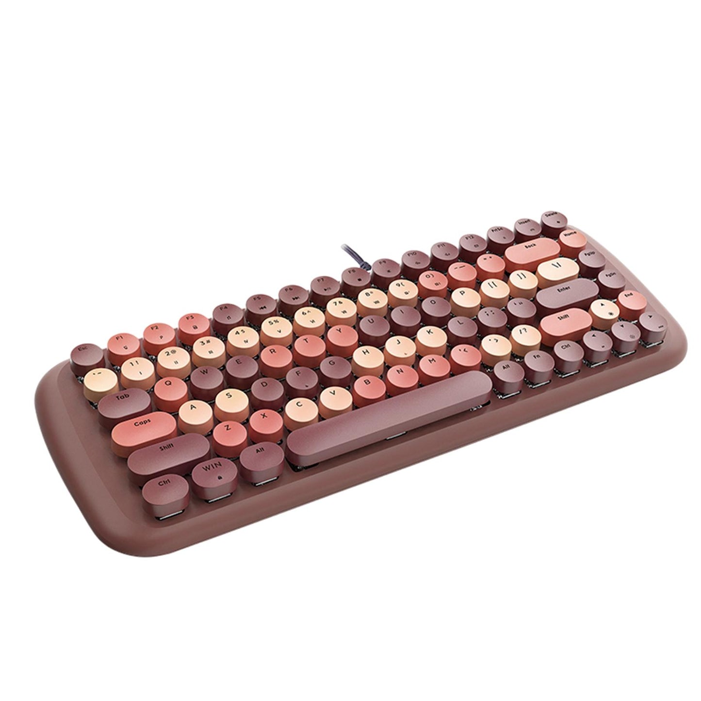 Colorful USB Wired Mechanical Keyboard 84 keys Retro Round Keycaps w/Backlit Coffee Mixed