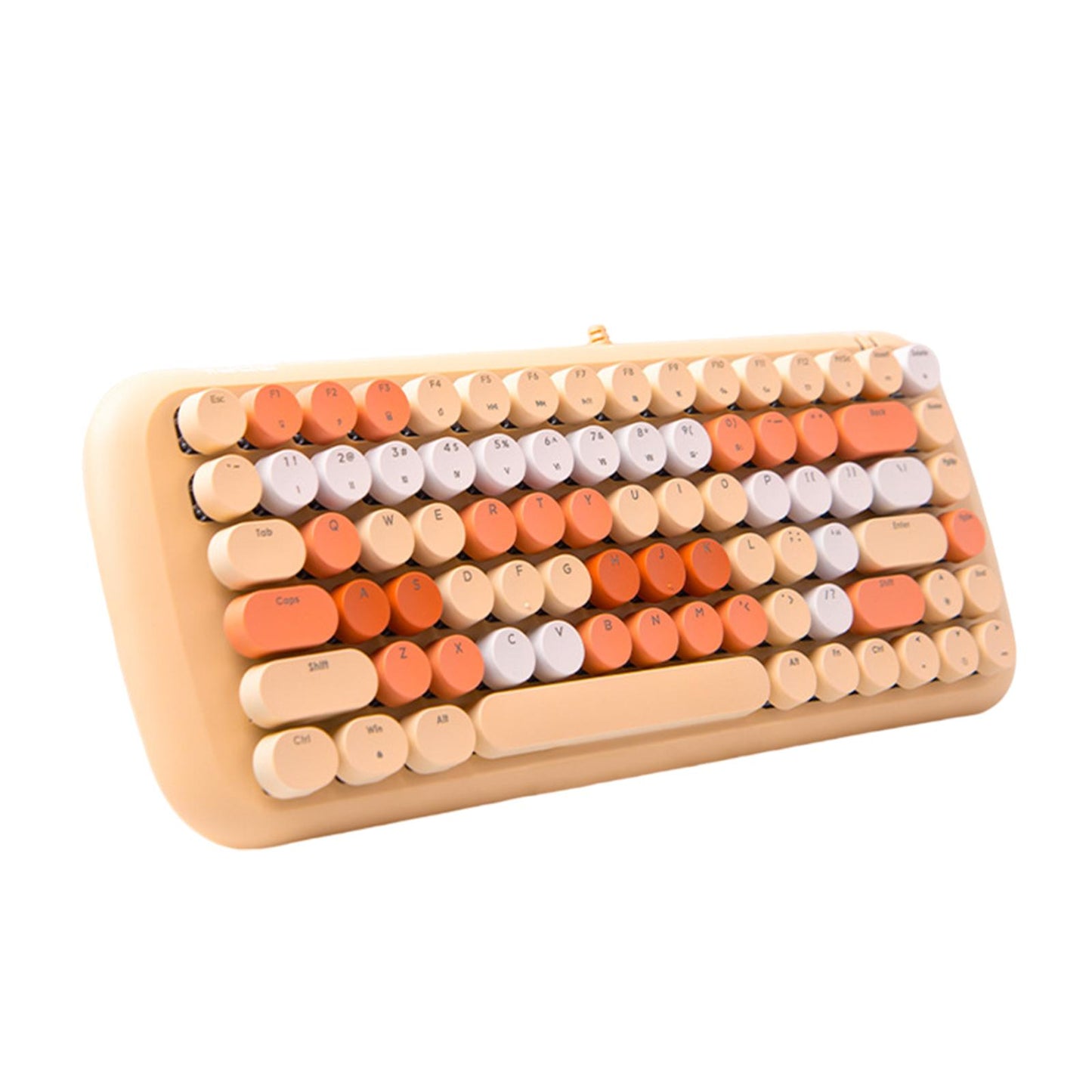Colorful USB Wired Mechanical Keyboard 84 keys Retro Round Keycaps w/Backlit Yellow Mixed
