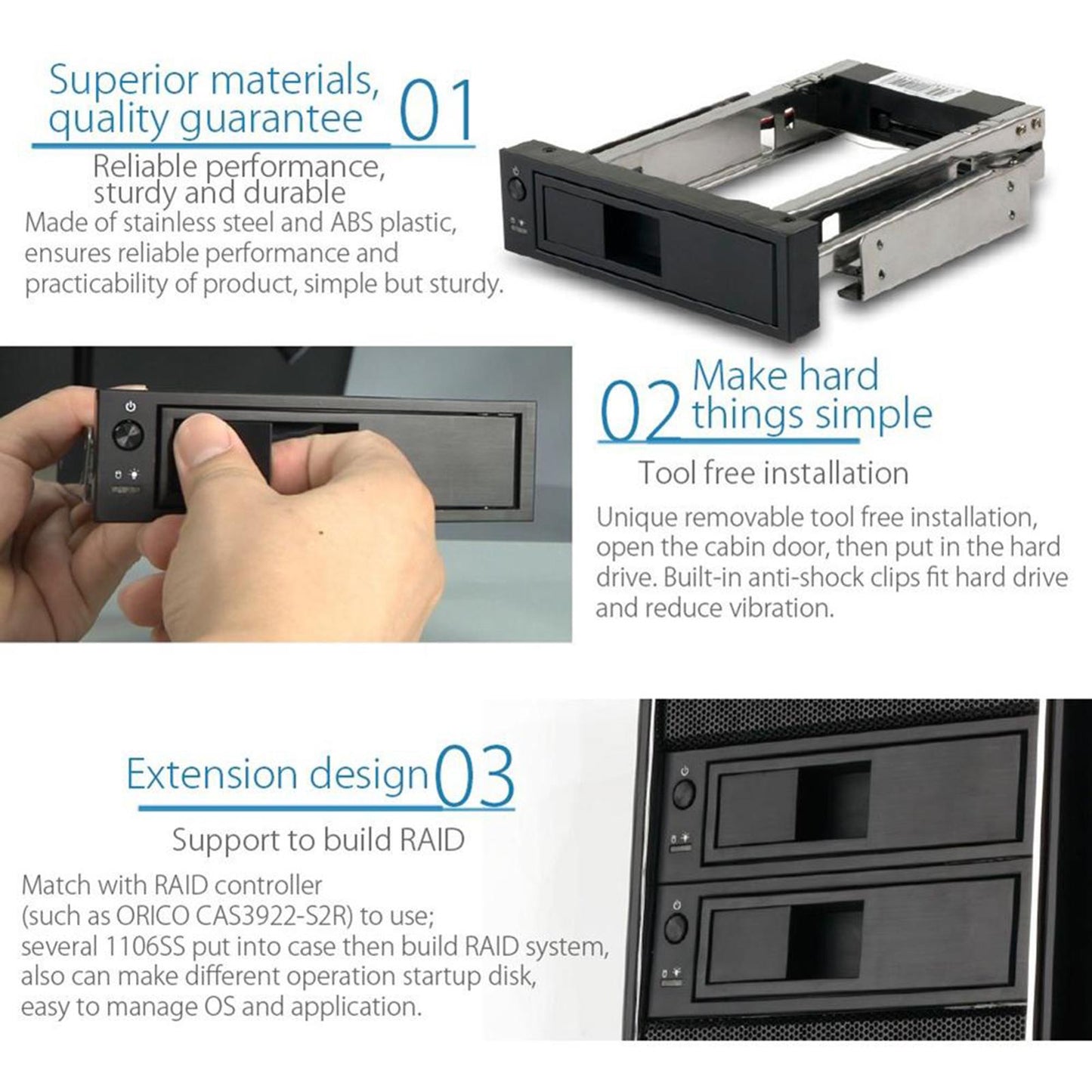 Hard Drive Caddy Mounting Bracket 3.5 inches HDD Case Plug Play Durable