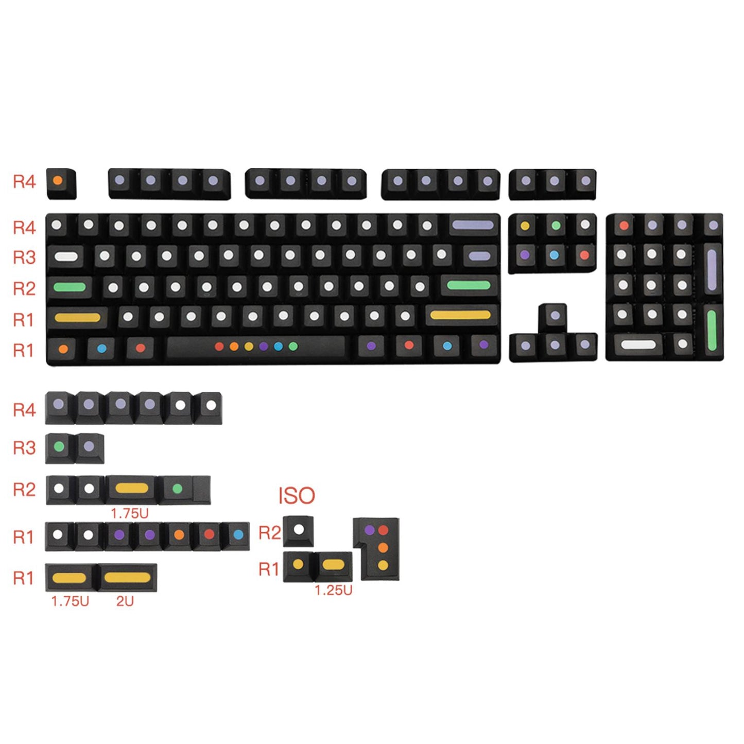 136 Key Mechanical Switch Keyboard Keycaps PBT Keycaps Dustproof  Black