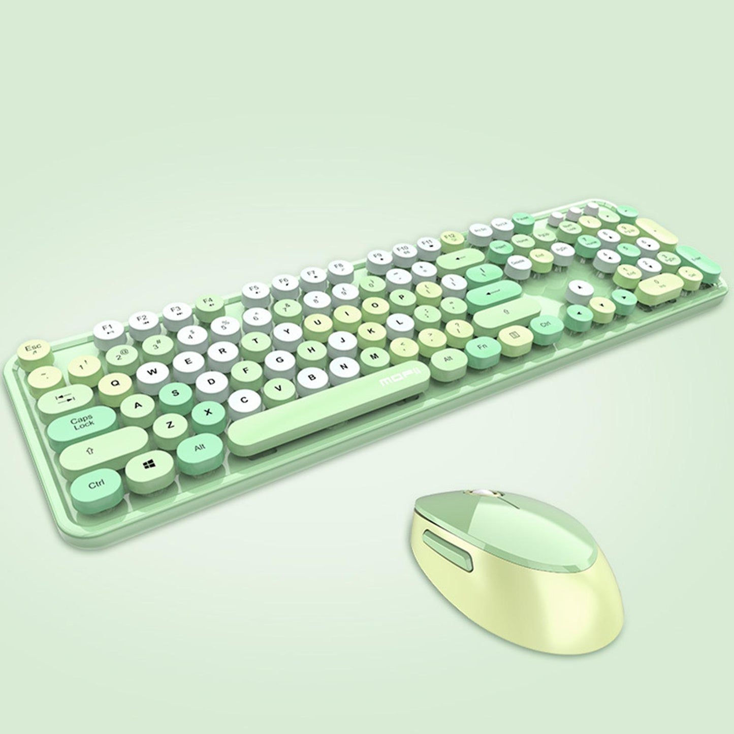 Mini Wireless 2.4G Keyboard with Mouse Combo with Number Pad Green
