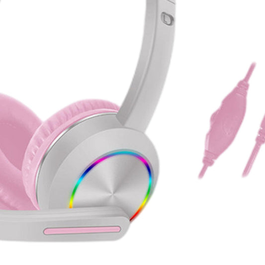 Cat Ear Headphones with Mic 3.5mm Lightweight Headphones Noise Canceling Gray
