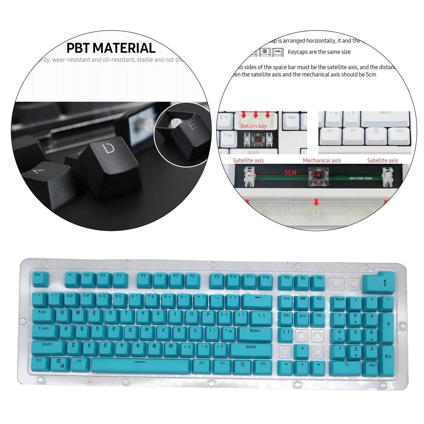 DIY PBT 104 Keys Keycaps for 61 64 72 98 Gaming Mechanical Keyboard  Blue
