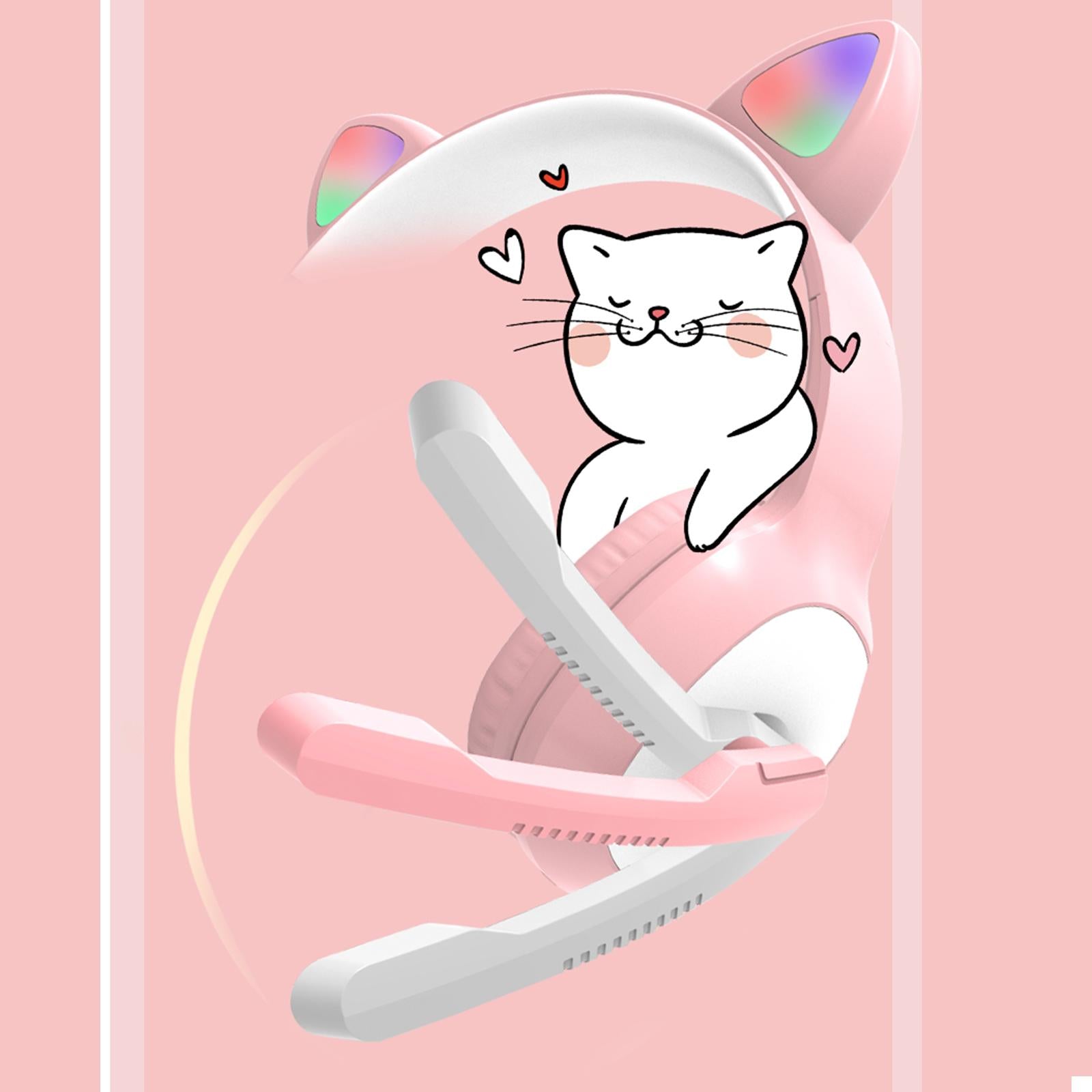 USB Cat Ear Wired Headset for PC Games Laptop TV Smartphones  pink