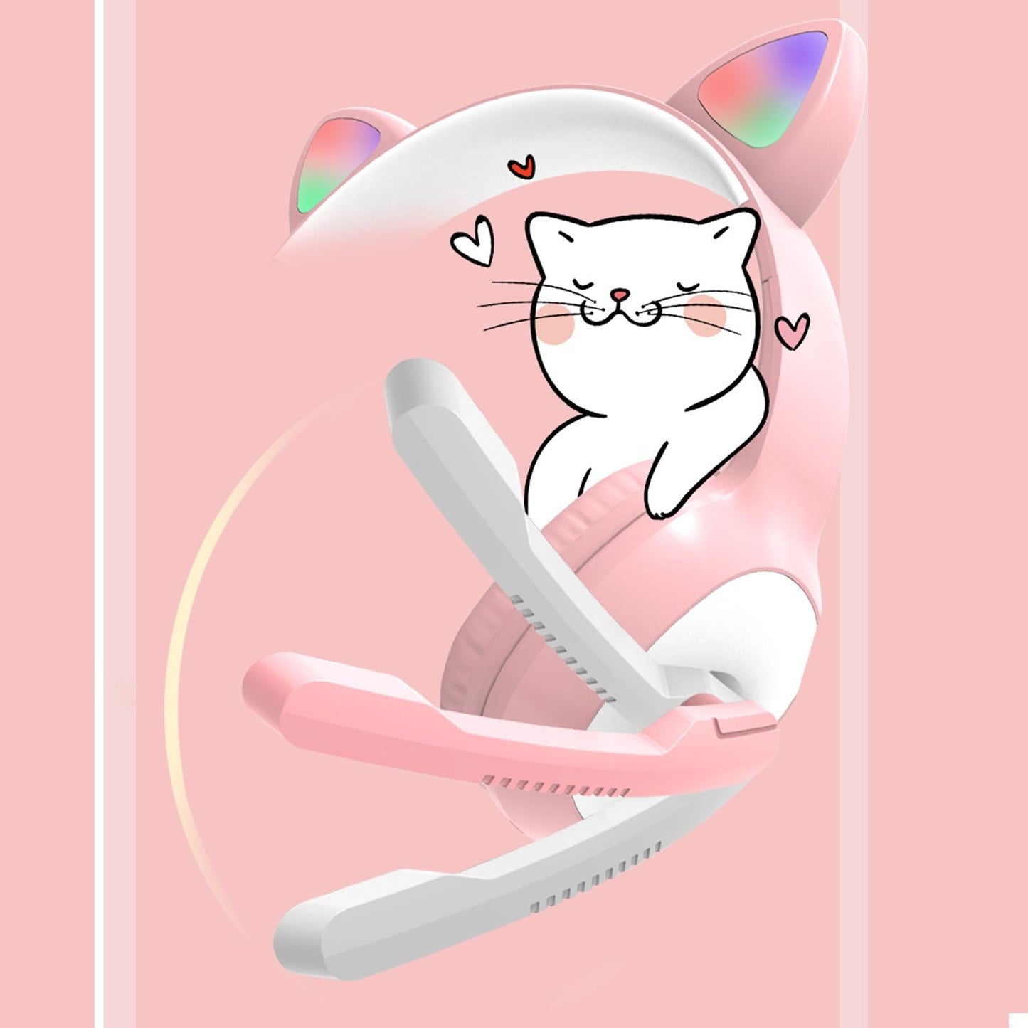 USB Cat Ear Wired Headset for PC Games Laptop TV Smartphones  pink