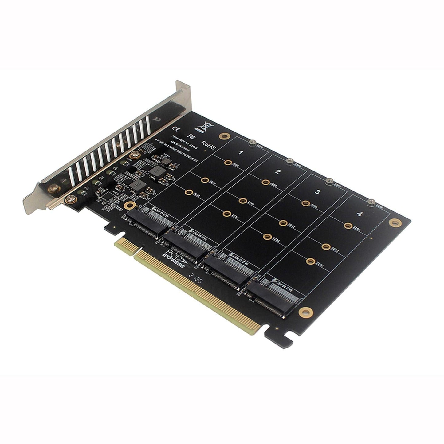 4 Ports PCIe to M.2 NVME Adapter M Key For Desktop PCI-e M.2 NVMe SSD 2240