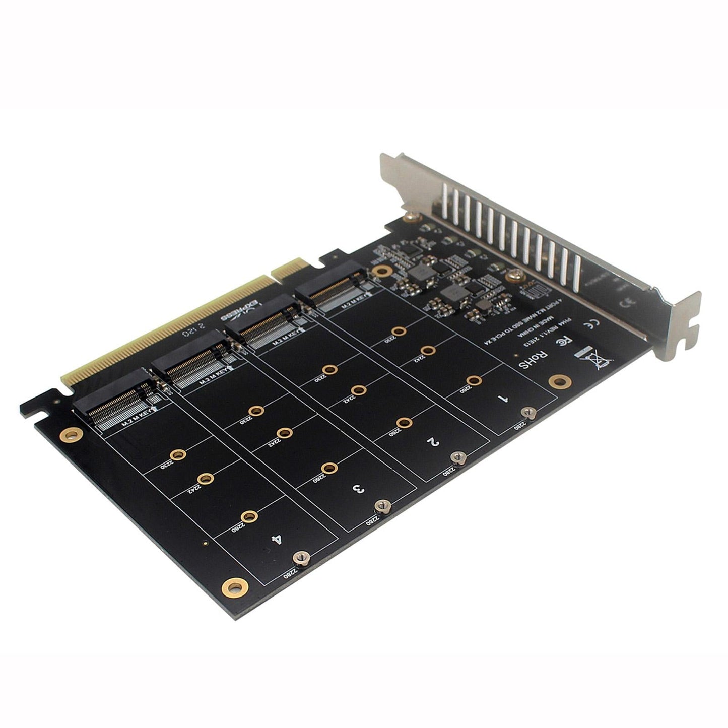 4 Ports PCIe to M.2 NVME Adapter M Key For Desktop PCI-e M.2 NVMe SSD 2240