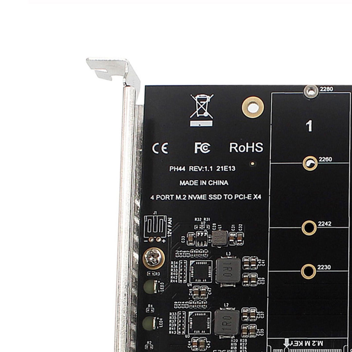 4 Ports PCIe to M.2 NVME Adapter M Key For Desktop PCI-e M.2 NVMe SSD 2240