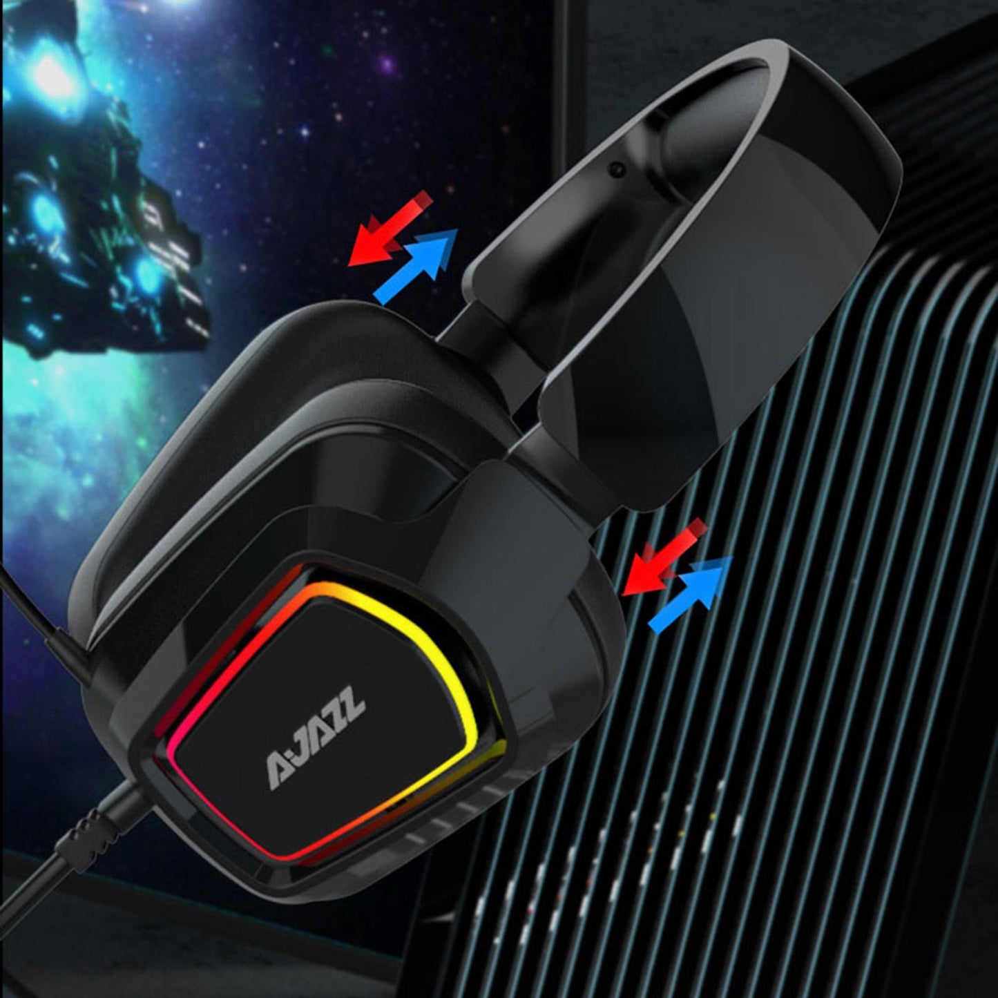 LED Colorful Over Ear Gaming Headset Headphones with Mic Pink 7.1 Channel