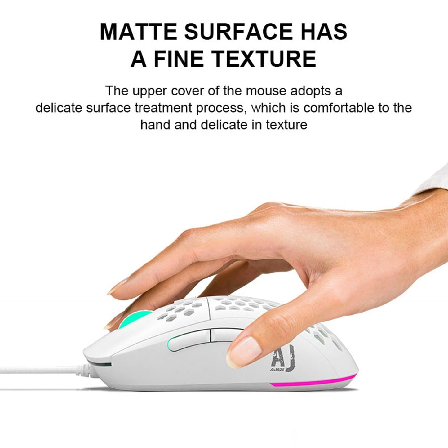 380R RGB Gaming Mouse Wired Honeycomb Design for Laptop Breathable 65g White