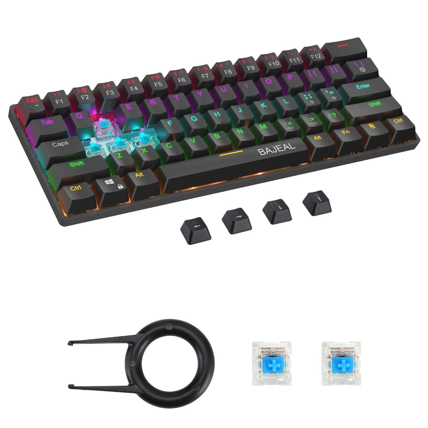 61key Green Axis RGB Illuminated Type-C USB Wired Mechanical Gaming Keyboard