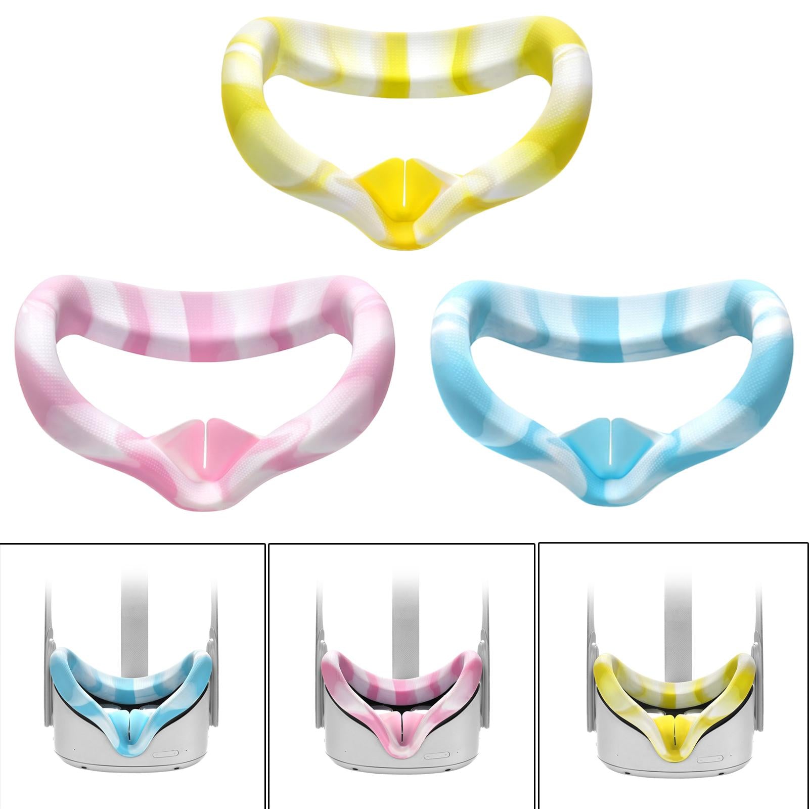 VR Face Silicone Cover Cushion Eye Pad for Quest 2 VR Headset White Blue