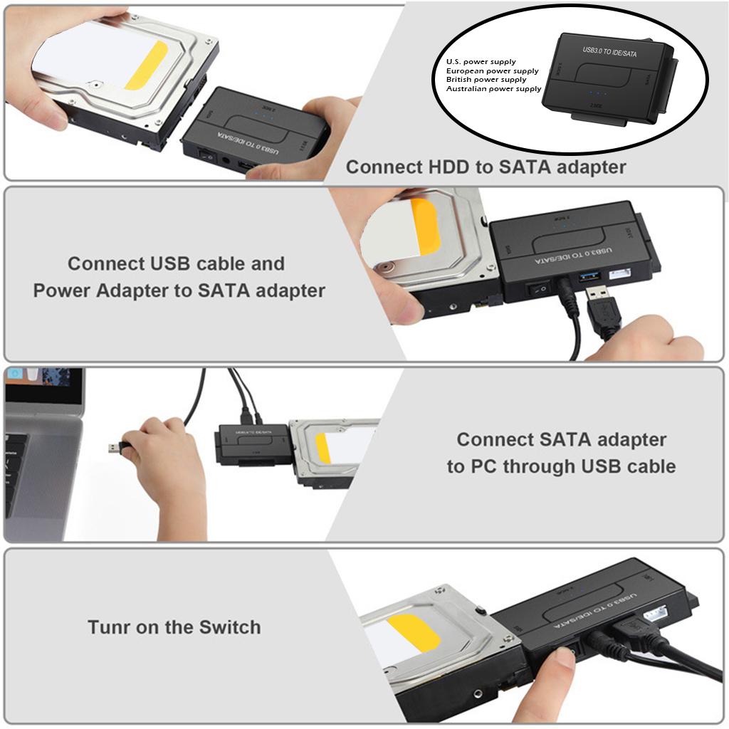 3-In-1 SATA/IDE to USB 3.0 Adapter Kit Fits for 2.5/3.5" Inch IDE and SATA"