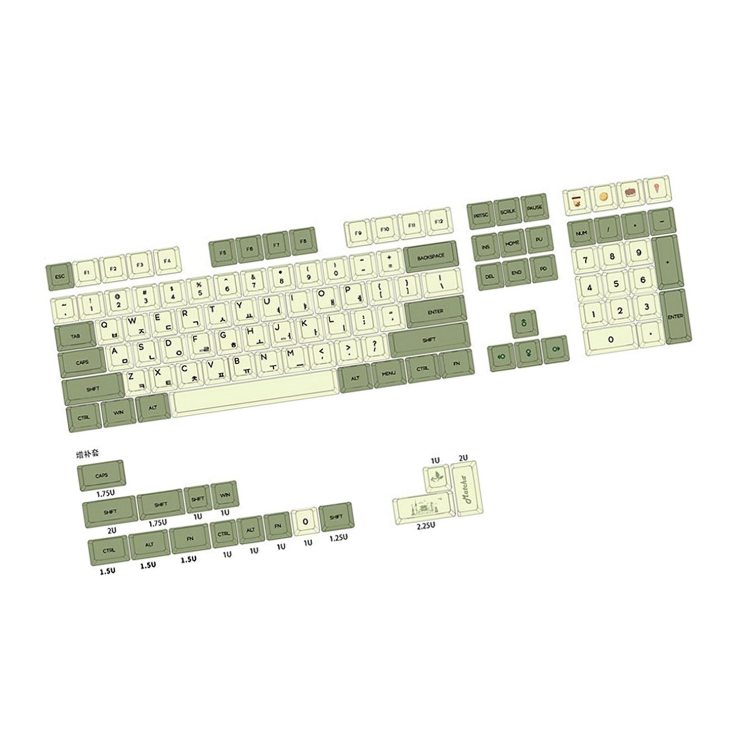 PBT 124 Keys Keycaps Cover for 61 64 72 Mechanical Keyboard Durable Korean