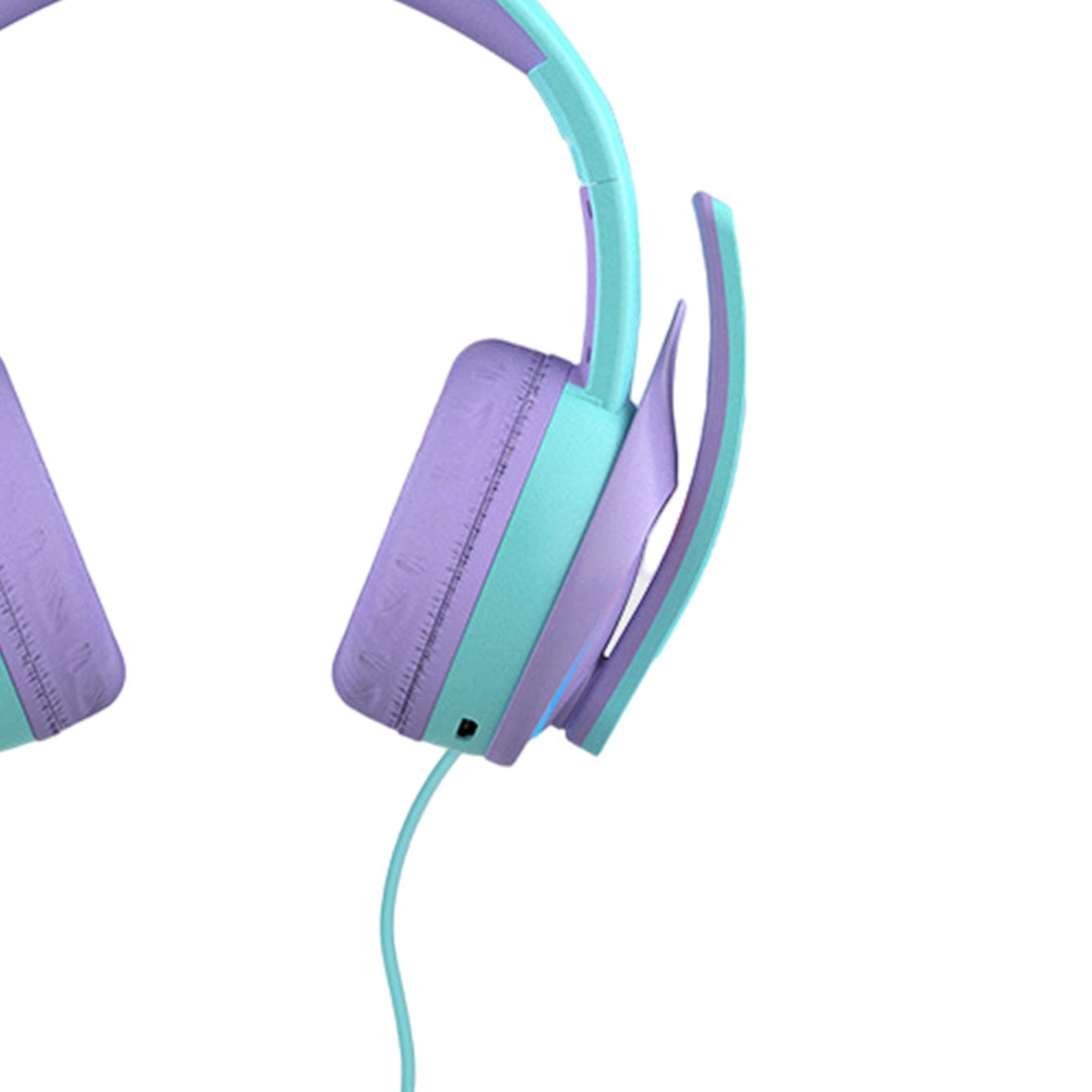Compact Wired Crown Headset with Mic for Boys Girls Music Phones Light Blue
